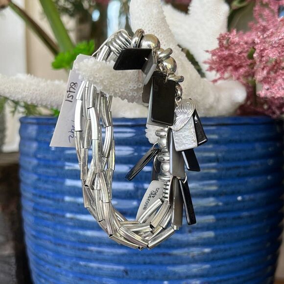 Silver Black and Silver Charms Erica Lyons Fashion Bracelet $16ea / 3 for $25 - Picture 6 of 8